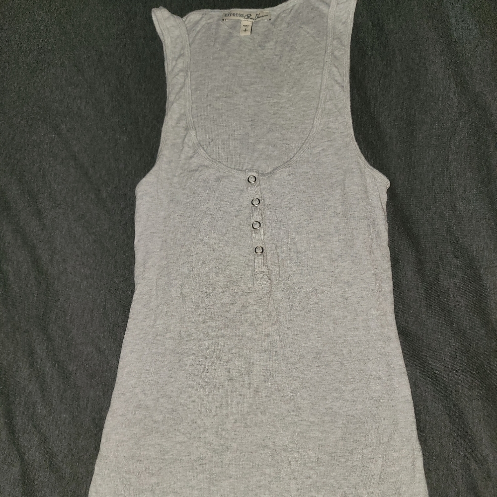 Express Button Up Tank Top - Small - Gray